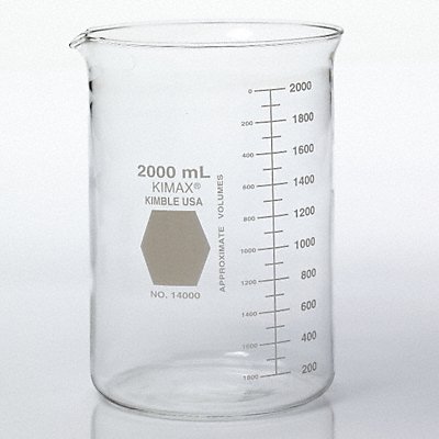Beaker Low Form Glass 2000mL PK8 MPN:14000-2000