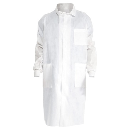 Kimtech A8 Lab Coat, SMS, Snaps Closure, White, M, 25 PK MPN:10040