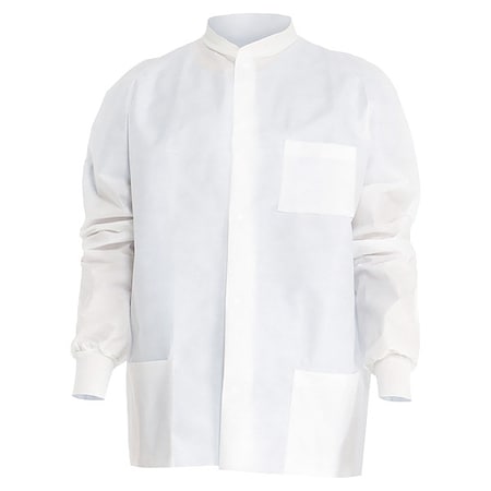 Kimtech A8 Lab Jacket, SMS, Snaps Closure, White, M, 25 PK MPN:10071