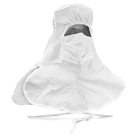 Sterile Hood & Mask, Polypropylene, Serged Seam, White, Covers Ears, Head, Mouth, Neck, Shoulders MPN:36072