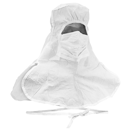 Hood, SMS, Bound Seam, White, Covers Head, Mouth, Nose, 75 PK MPN:49828