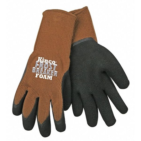 Coated Gloves, Natural Rubber Latex, Crinkled, Palm, Not Rated Abrasion Level, Brown, L 1 PR MPN:1787-L