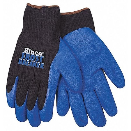 Coated Gloves, Natural Rubber Latex, Crinkled, Palm and Fingers, Black/Blue, S 1 PR MPN:1789-S