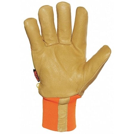 Hi-Vis Cold Protection Gloves, Pigskin Palm, Knit Wrist Cuff, Tan/Orange/Yellow, 1 PR MPN:1938KWP-XL