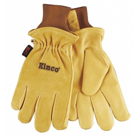Leather Gloves, Knit Wrist, Keystone Thumb, Gold, M, 1 PR MPN:94HK-M