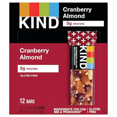 Plus Nutrition Boost Bar, Cranberry Almond and Antioxidants, 1.4 oz, PK12 MPN:17211