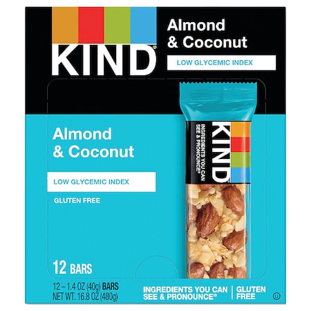 Fruit and Nut Bars, Almond and Coconut, 1.4 oz, PK12 MPN:17828