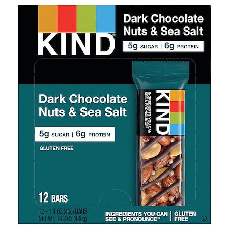 Nuts and Spices Bar, Dark Chocolate Nuts and Sea Salt, 1.4 oz, PK12 MPN:17851