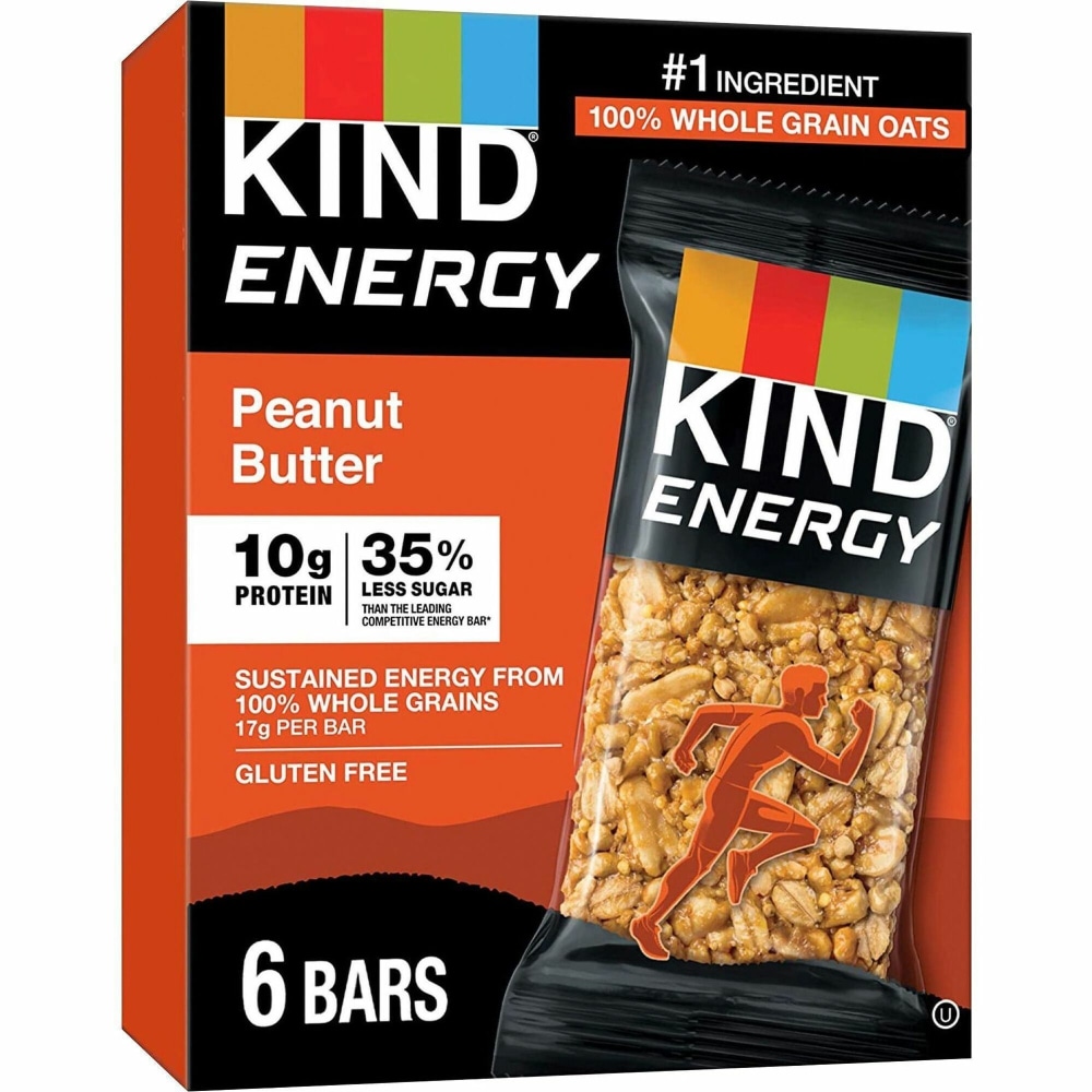 KIND Energy Bars - Trans Fat Free, Gluten-free, Individually Wrapped - Peanut Butter - 2.10 oz - 6 / Box MPN:28715