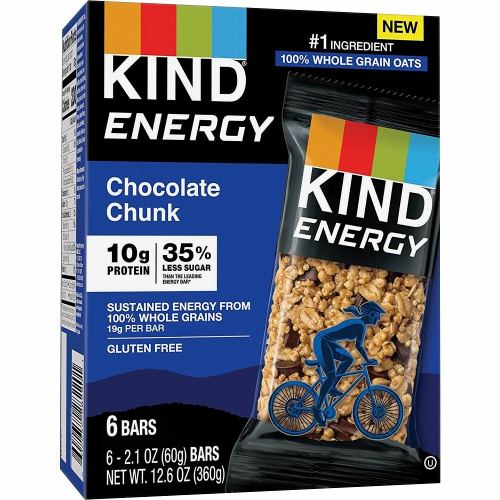 KIND Energy Bars - Trans Fat Free, Gluten-free, Individually Wrapped - Chocolate Chunk - 2.10 oz - 6 / Box MPN:28717