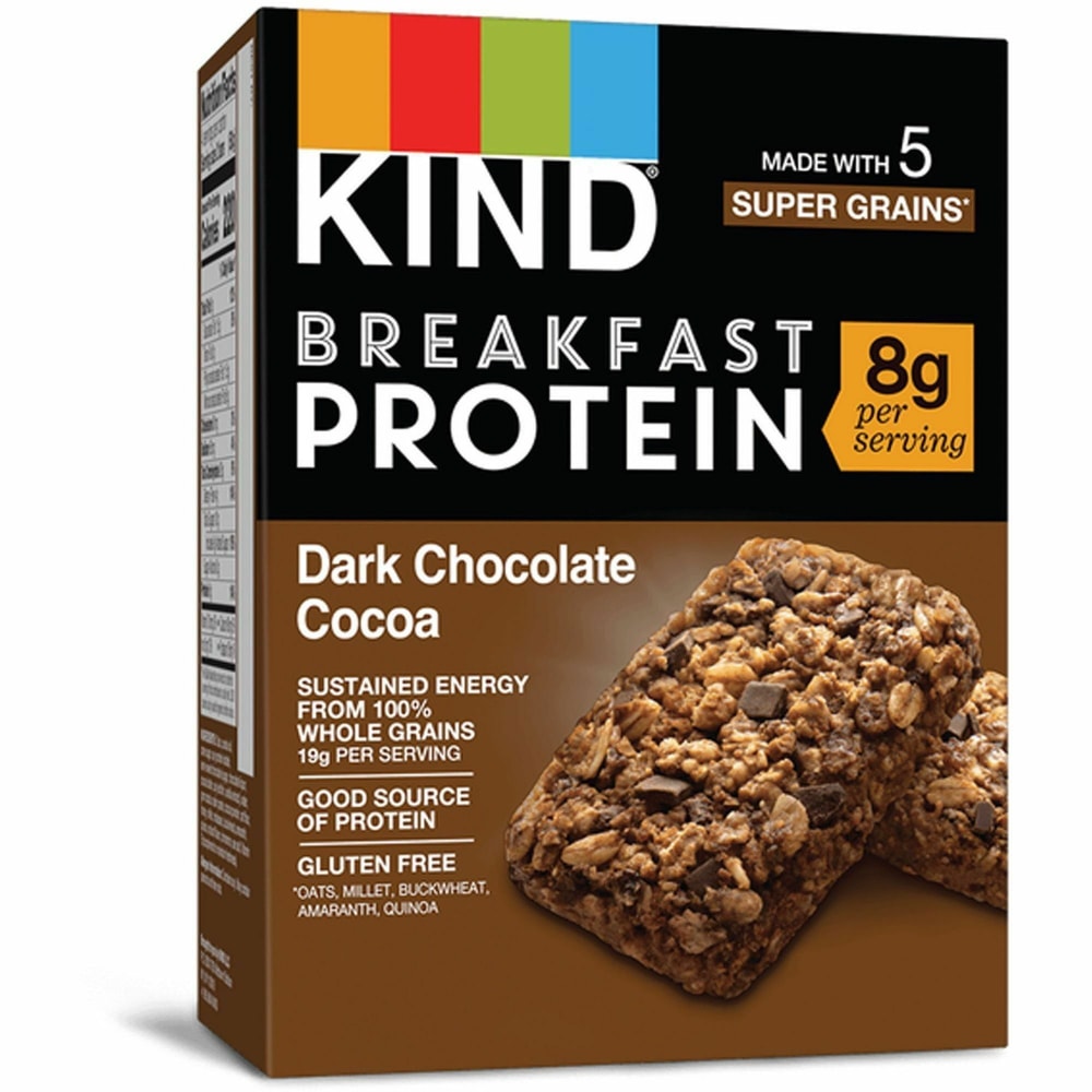 KIND Breakfast Protein Bars - Gluten-free, Dairy-free, Low Sodium, Trans Fat Free, Peanut-free - Dark Chocolate Cocoa - 1.76 oz - 6 / Box MPN:41936