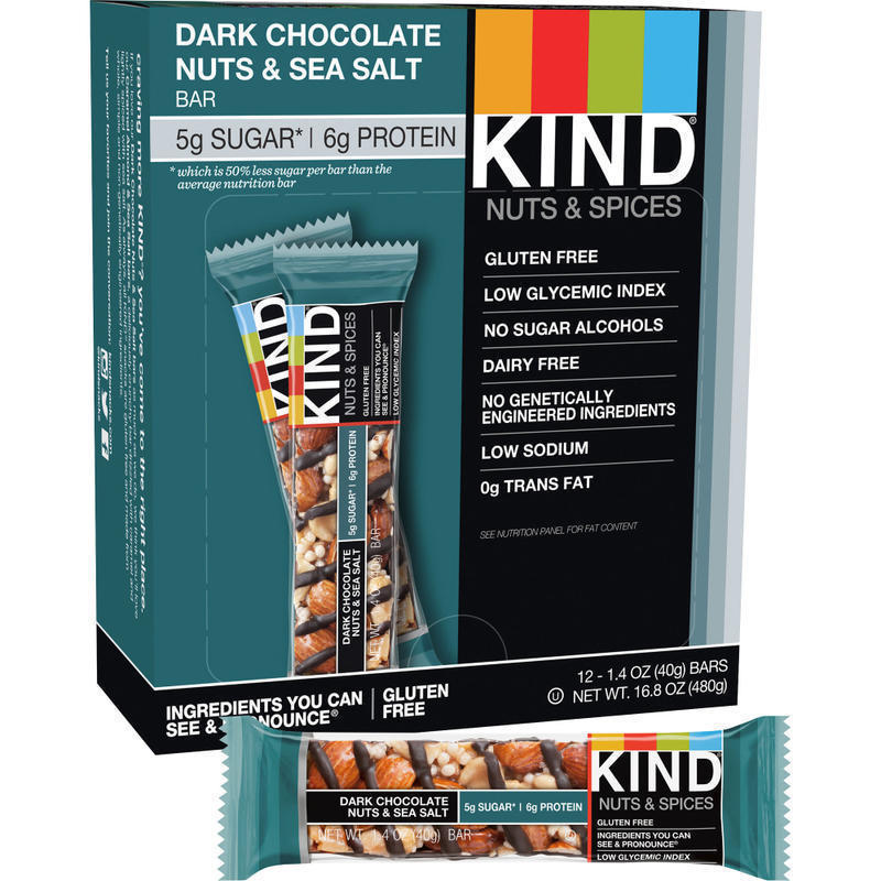 KIND Dark Chocolate, Nuts & Sea Salt Bars, 1.41 Oz, Box Of 12 (Min Order Qty 2) MPN:PHW17851