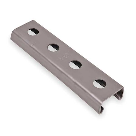 Single Channel Strut, Punched, 304 Stainless Steel, Polished, 9/16 in Hole Size, Silver MPN:B 907 10 SS