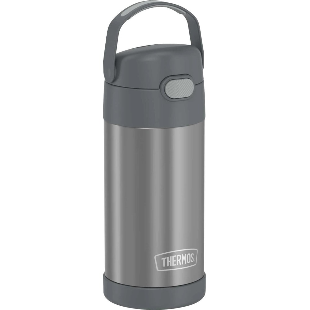 Thermos FUNtainer Water Bottle 12Oz - 12 fl oz - Gray - Stainless Steel, Silicone MPN:F4100CH6