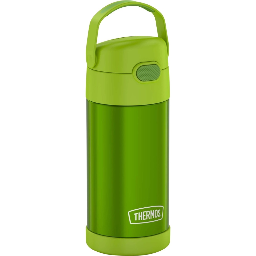 Thermos FUNtainer Water Bottle 12Oz - 12 fl oz - Lime, Green - Stainless Steel, Silicone MPN:F4100LM6