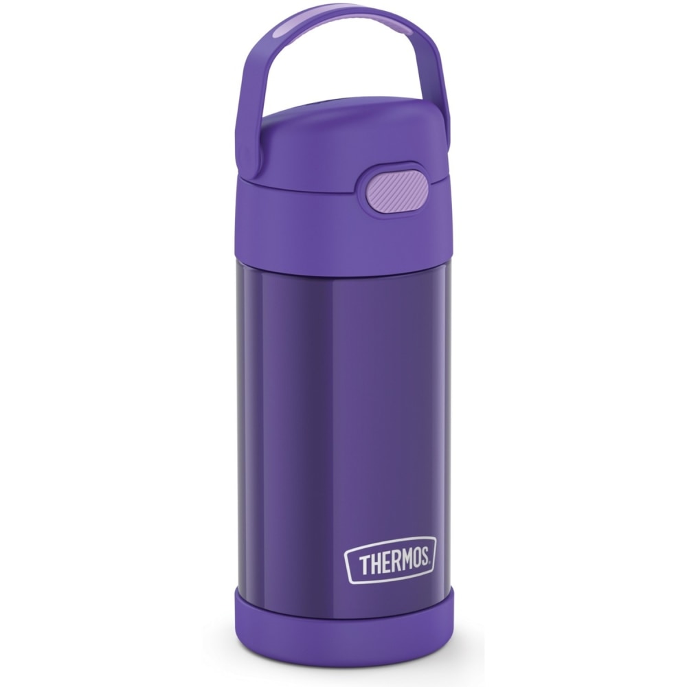 Thermos FUNtainer Water Bottle 12Oz - 12 fl oz - Purple - Stainless Steel, Silicone MPN:F4100PU6