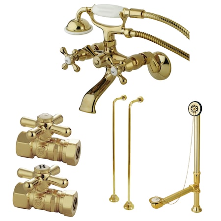 Clawfoot Tub Faucet Packages, Polished Brass, Tub Wall Mount MPN:CCK265PB