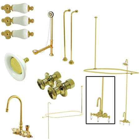 Clawfoot Tub Faucet Packages, Polished Brass, Tub Wall Mount MPN:CCK4142PL