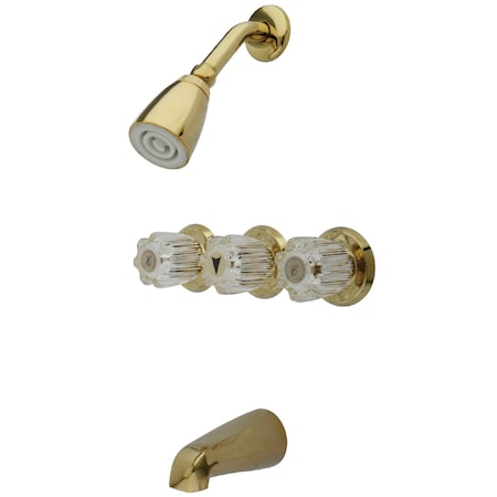 Tub and Shower Faucet, Standard, 5, Wall Mount, Polished Brass MPN:KB132
