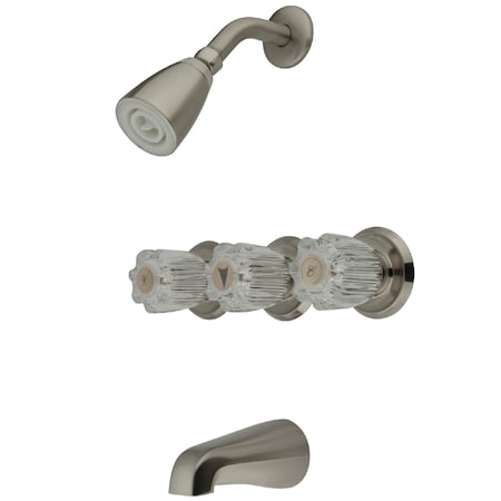 Tub and Shower Faucet, Standard, 5, Wall Mount, Brushed Nickel MPN:KB138