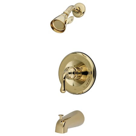 Tub and Shower Faucet, Standard, 3, Wall Mount, Polished Brass MPN:KB1632