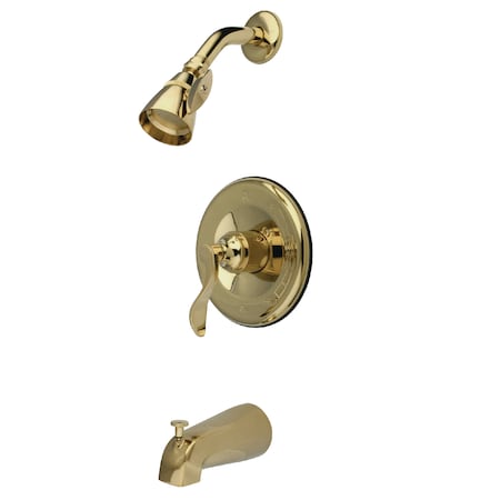 Tub and Shower Faucet, Standard, 3, Wall Mount, Polished Brass MPN:KB1632DFL