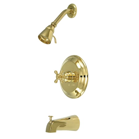 Tub and Shower Faucet, Standard, 3, Wall Mount, Polished Brass MPN:KB2632BX