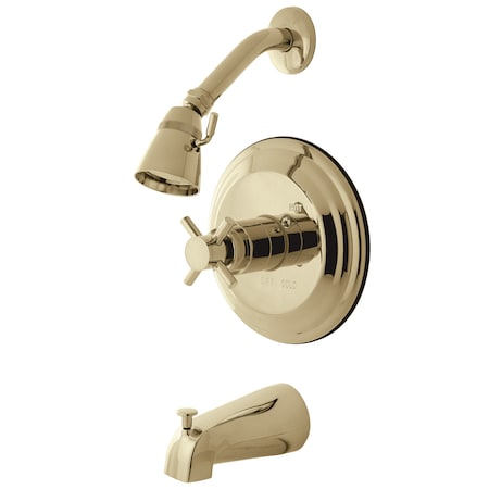 Tub and Shower Faucet, Standard, 3, Wall Mount, Polished Brass MPN:KB2632DX