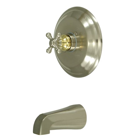 Tub and Shower Faucet, Standard, 2, Wall Mount, Brushed Nickel/Polished Brass MPN:KB2639BXTO