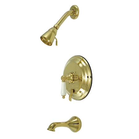 Tub and Shower Faucet, Standard, 3, Wall Mount, Polished Brass MPN:KB36320PL