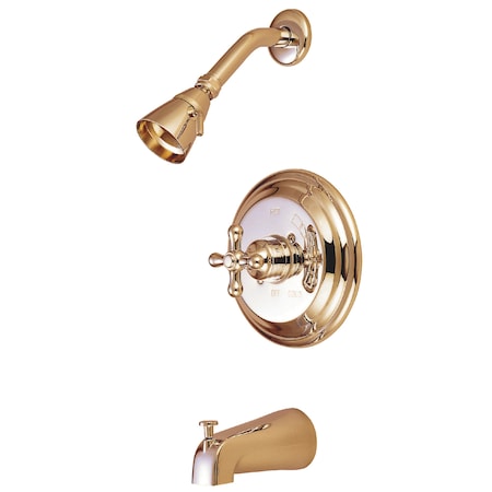 Tub and Shower Faucet, Standard, 3, Wall Mount, Polished Brass MPN:KB3632AXT