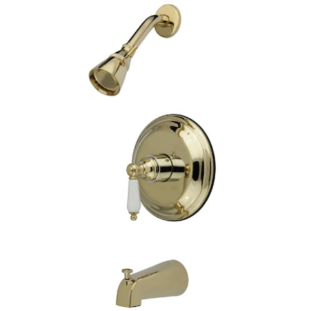 Tub and Shower Faucet, Standard, 3, Wall Mount, Polished Brass MPN:KB3632PL