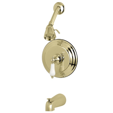 Tub and Shower Faucet, Standard, 3, Wall Mount, Polished Brass MPN:KB3632PLT