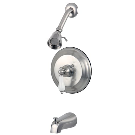 Tub and Shower Faucet, Standard, 3, Wall Mount, Brushed Nickel MPN:KB3638PLT