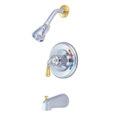 Tub and Shower Faucet, Polished Chrome/Polished Brass, Wall Mount MPN:KB634
