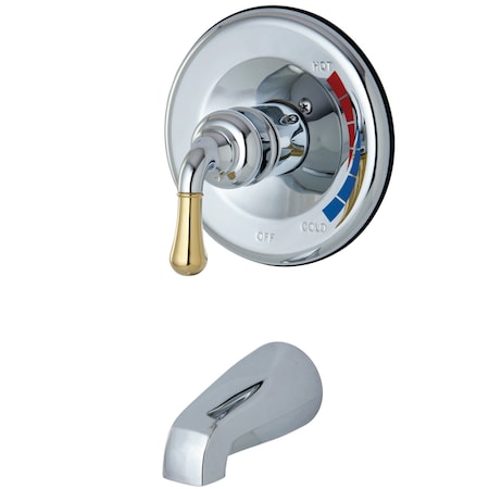 Tub and Shower Faucet, Standard, 2, Wall Mount, Polished Chrome/Polished Brass MPN:KB634TO