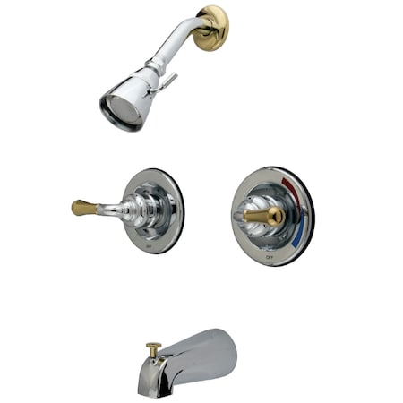 Tub and Shower Faucet, Polished Chrome/Polished Brass, Wall Mount MPN:KB674