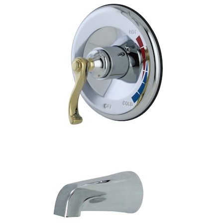 Tub and Shower Faucet, Standard, 2, Wall Mount, Polished Chrome/Polished Brass MPN:KB8634FLTO