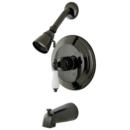 Tub and Shower Faucet, Standard, 3, Wall Mount, Black Stainless Steel MPN:NB3630PL