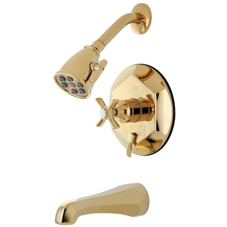 Tub and Shower Faucet, Standard, 3, Wall Mount, Polished Brass MPN:VB46320ZX