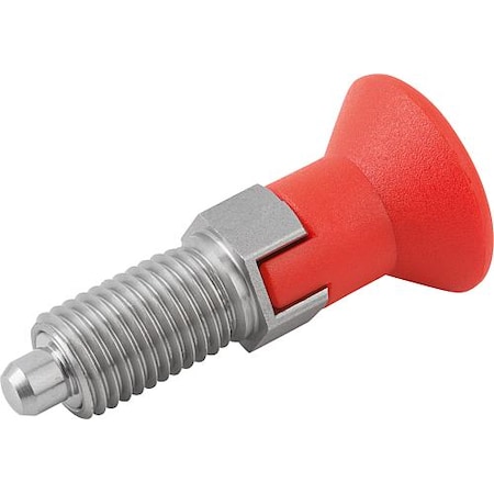 Indexing Plunger Red D1= 1-8, D=16, Style C, Lockout Type wo Locknut, Stainless Steel Hardened MPN:K0338.03516A884