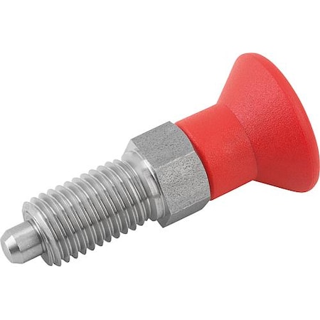Indexing Plunger Red D1= 3/4-10, D=10, Style A, Non-Lockout wo Locknut, Stainless Steel Not Hardened MPN:K0338.11410A784