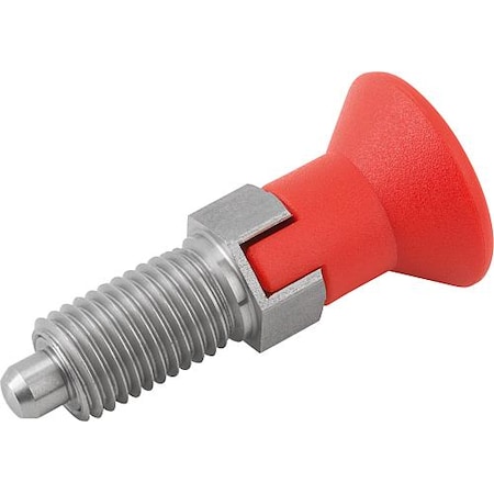 Indexing Plunger Red D1= 1-8, D=16, Style C, Lockout Type wo Locknut, Stainless Steel Not Hardened MPN:K0338.13516A884