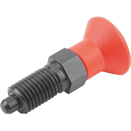 Indexing Plunger Red D1= 1-8, D=16, Style A, Non-Lockout wo Locknut, Steel Hardened, Knob Plastic MPN:K0338.1516A884