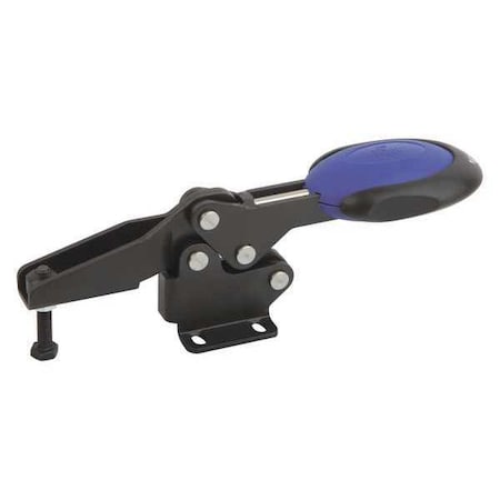 Toggle Clamp Horizontal With Safety Lock, Foot Horiz. F1=2200, Clamping Spindle M10X55, Steel, Blue MPN:K0660.010101