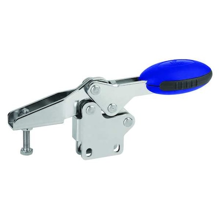 Toggle Clamp Horizontal, Foot Vert. F1=2000, Clamping Spindle M08X45, Stainless Steel, Blue MPN:K0661.108001