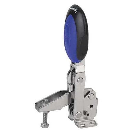 Toggle Clamp Vertical With Safety Lock, Foot Horiz., Stainless Steel Bright, Blue MPN:K0662.106101