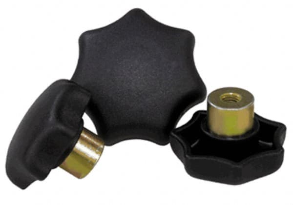 Star Lobed Knob: 32 mm Head Dia, 7 Points, Thermoplastic Elastomer, Black MPN:K0153.106