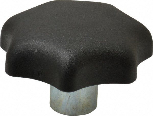 Star Lobed Knob: 63 mm Head Dia, 7 Points, Thermoplastic Elastomer, Black MPN:K0153.212