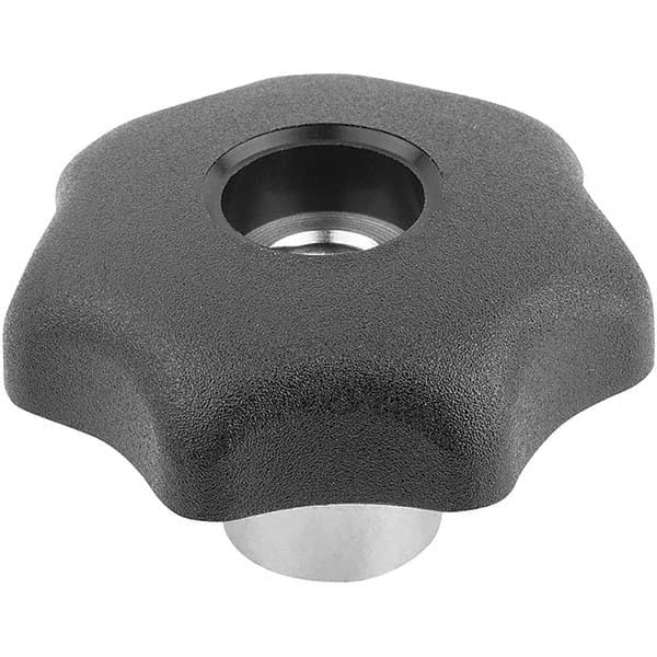 32mm Diam, M6, 19.5mm High, 12mm Hub Diam, Quick Acting Hand Knob MPN:K0156.06